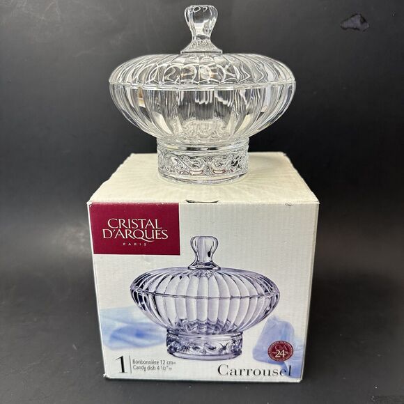 Cristal D'Arques Carrousel 4 1/2" Candy Dish 24% Genuine Lead Crystal Paris - Picture 2 of 16